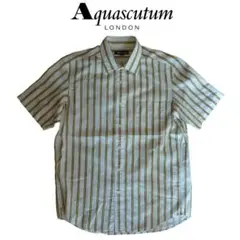 Aquascutum ストライプ 半袖シャツ ☆美品 アクアスキュータム