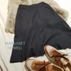 MARGARET HOWELL ウールカシミヤAラインスカート ダークブラウン2