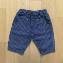無印良品　ハーフパンツ 110cm ストライプとベージュ 2枚セット 麻100%