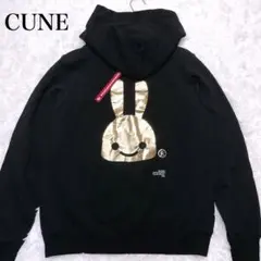 ＊キューン CUNE うさぎ ゴールド プリント プルオーバーパーカー M