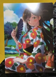 彼女、お借りします 花柄着物アングル　A4クリアファイル