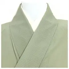 美品　夏物　絽　色無地　上質　化繊　紋入　うぐいす色　身丈164　裄62