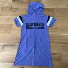 DOLLY RIBBON フード付き紫ワンピース 160