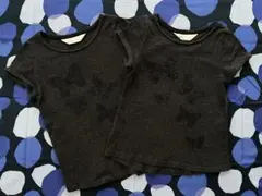 H&M スパンコール蝶 Tシャツ 100 110 2枚セット