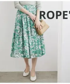 ROPE'ロペ フラワープリントサテンギャザースカート36