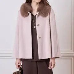 20AW ANAYI フォックスファー付き アルパカシャギーコート 日本製 38