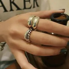 【2点セット】指輪 金属アレルギー対応 シルバー　アクセサリー　おしゃれ