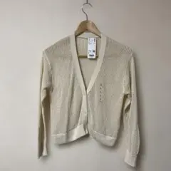 UNIQLO メッシュショートカーディガン オフホワイト　S 新品
