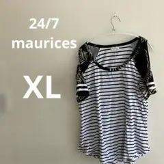 24/7 maurices 【XL】ストライプ柄Tシャツ