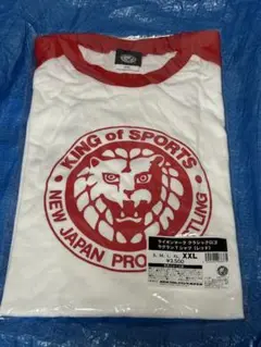 新日本プロレス Tシャツ2XLライオンマーククラシックロゴ　レッド新品未開封品