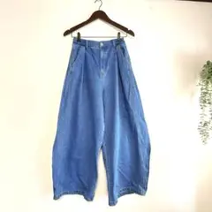 【K98】ehka sopo（エヘカソポ）ハイウエスト デニムワイドパンツ