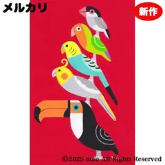 原画「小鳥ブレーメン 赤色」鳥/イラスト/アート/絵画/文鳥/インコ/オオハシ