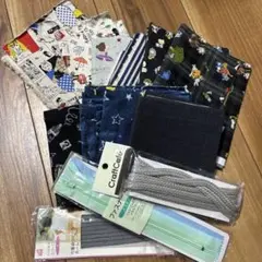 ハギレ綿プリント生地とファスナーセット