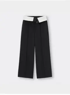 GU 折り返しウエストワイドパンツ 黒 S