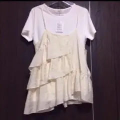 新品タグ付☆レディース デザインフリルキャミソール＆Ｔシャツ セット Ｍ