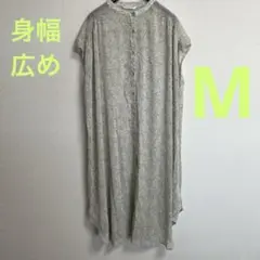 ノースリーブペイズリーシャツワンピースシアー感　透け感　シースルー