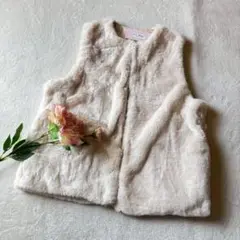 タグ付き美品✨ファーベスト❀【L】もこもこ ベストジレ アイボリー 大人可愛い
