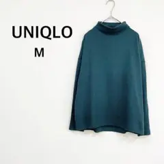 【ユニクロ】フリース ニット ハイネック 長袖 (M) グリーン ソフト ♡美品