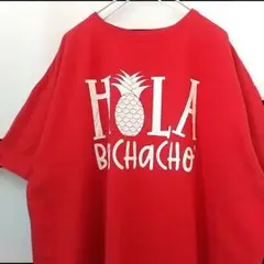 フルーツオブザルーム HOLA プリント ゆるだぼ Tシャツ 赤 2XL 古着