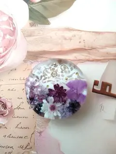 ヘアゴム　お花　パープル系