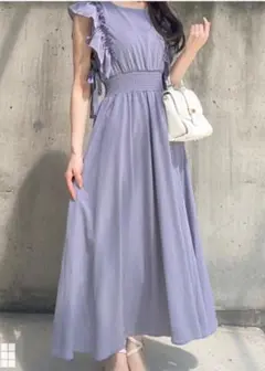 フリル付きノースリーブマキシワンピース グレイル 新品未使用