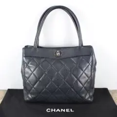 CHANELシャネルマトラッセキャビアスキンココマークターンロックトートバッグ