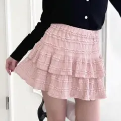 loueme ホイップレースフリルミニスカパン ピンク
