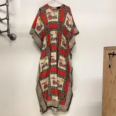 バティック 総柄 ワンピース