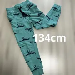 134cm H&M 恐竜プリント ロングパンツ 緑　グリーン