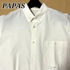 【希少】PAPAS 半袖シャツ ドレスシャツ ボタンダウン ロゴ 総柄