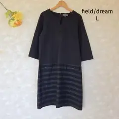 field/dream オンワード樫山 ワンピース L 膝丈 ラメ ボーダー