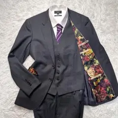 極美品 ポールスミス 3ピース セットアップ花柄 シルク混 総裏グレー M 訳有