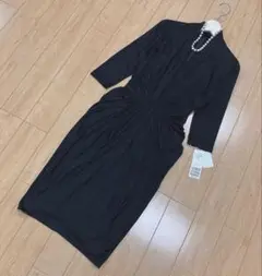 新品タグ付◆シトラスノーツ　美ラインワンピース黒2万　ジャージーワンピ