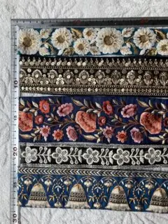 8-10⑥インド刺繍リボン⭐︎約25cm×5本 はぎれ　ハギレセット