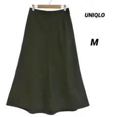 キレイめ/UNIQLO/ユニクロ/リネンコットンロングスカート/オリーブ/M