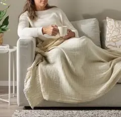 未開封 IKEA ヴァルクラッスィングブランケット/ひざ掛け オフホワイト