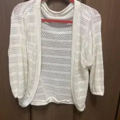 お値下げ。ホワイト 透かし編み カーディガン
