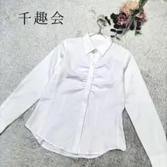 【センシュカイ】レディース 白 シャツ ブラウス ストライプ Mサイズ