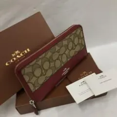 5664 COACH シグネチャー キャンバス ラウンドファスナー 長財布