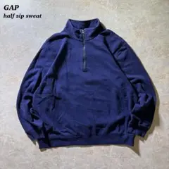 GAPハーフジップソリッドスウェット古着ネイビーXXL当時物CBOY美品レア