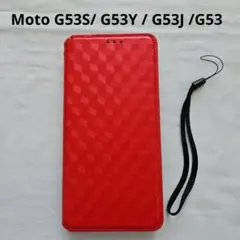 Moto G53S G53Y G53J G53 用 対応 ケース 手帳型 赤
