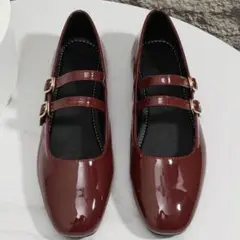 メリージェーン シューズ 赤 靴 バレエコア レッド ワインレッド ローファー