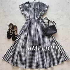 美品 SIMPLICITÉ ギンガムフレアロングワンピース イエナ フリーサイズ