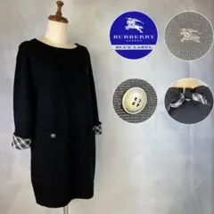 極美品★BURBERRY ニットワンピース ノバチェック シャドーホース 黒