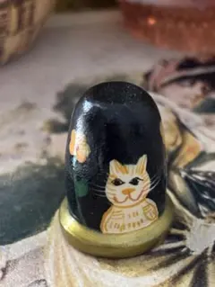 イギリス◆木製シンブルハンドペイント◆猫