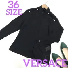 新品 VERSACE ヴェルサーチ ショルダーボタン長袖シアーブラウス 679