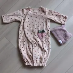 イチゴ柄ツーウェイ・ドレスオール　帽子付き
