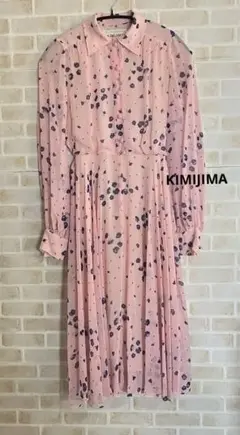 キミジマ　kimijima ワンピース　ピンク　花柄　シースルー　長袖
