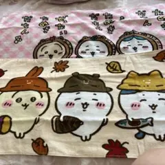 しまむら　ちいかわフェイスタオル　 柄違い2枚セット　たぬきだもん　秋のごはん