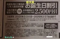 伊東園ホテル　割引券　伊藤園ホテル　栃木県　お誕生日割引券　宿泊割引券　温泉旅行
